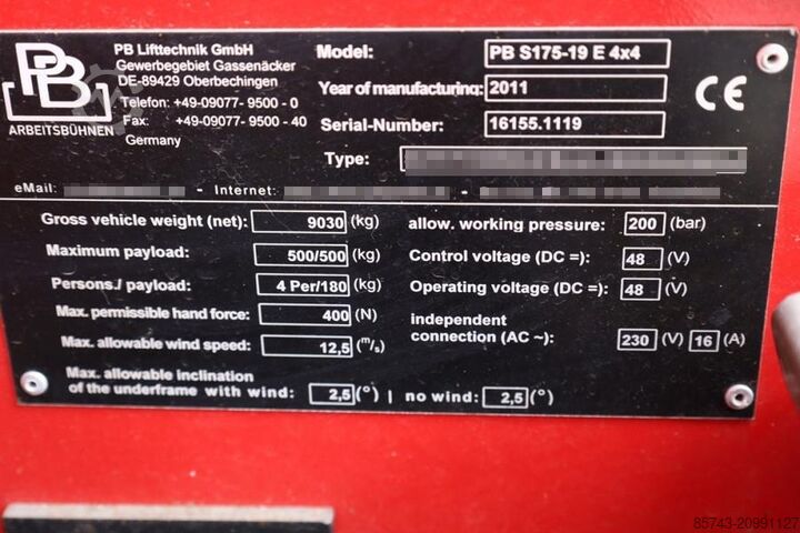 Scissor lift PB Lifttechnik S175-19E 4x4 Electric, 4x4 Drive, 18.1m Working He
