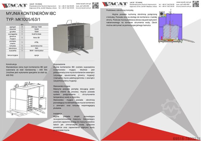 IBC CONTAINER WASH Vacat-Technika MK1005/63/1