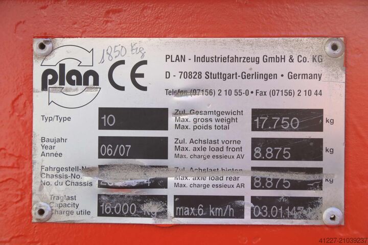 Heavy-duty transport vehicle 16 tons Plan 10  6005/2000/H710 mm