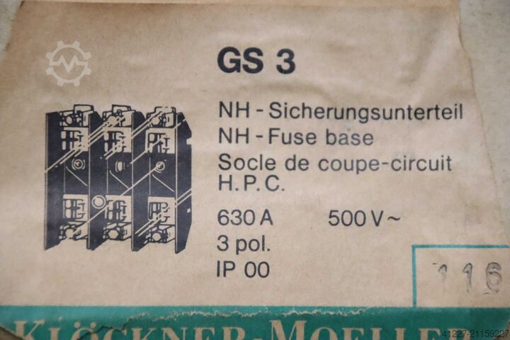 Sicherungsunterteil 3 Stück Klöckner-Moeller GS 3  630 A