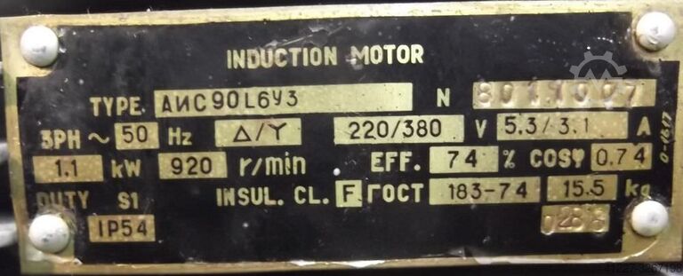 Electric motor 1.1 kW 920 rpm Induction ANC90L6Y3