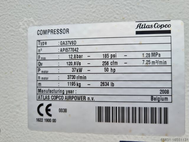 Schraubenkompressor Atlas Copco GA 37 VSD ff