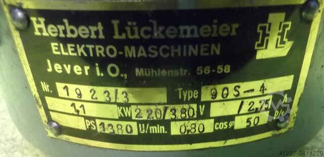 Electric motor 1.1 kW 1380 Rpm HL Lückemeier 90S-4