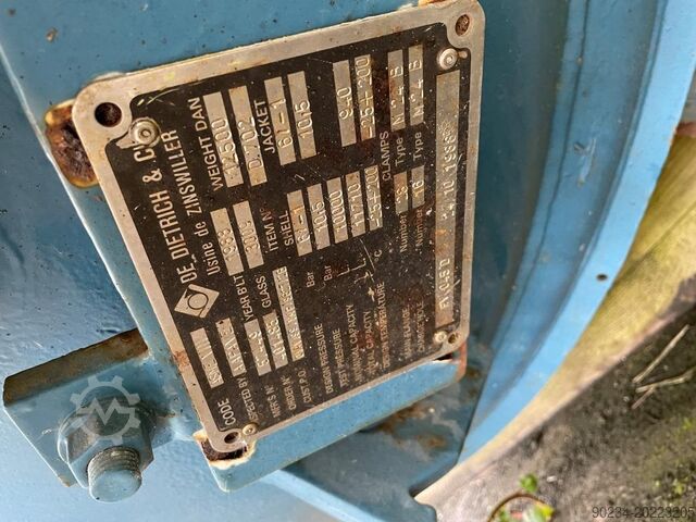 10,000 Litre De Dietrich Model CE10000 Vertical Glass Lined Reactor DE DIETRICH CE10000