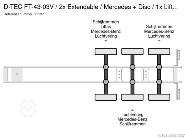 Containertransport D-TEC FT-43-03V / 2x Extendable / Mercedes + Disc / 1...