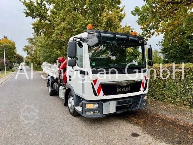 3-sided tipper MAN TGL 12.250 Kipper Mit Kran HMF 1020-K2 Funk/Eu6