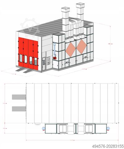 Lackierkabine 12x5x5 m mit Unterbau ABC-Group