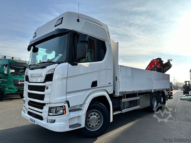 LKW mit Pritsche (offen) SCANIA R 560 6x2-4/BAUSTOFFFAHRZEUG/KRAN FASSI F255RA