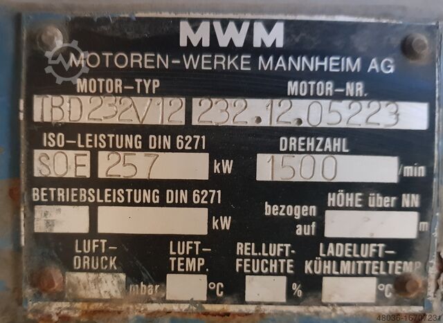 Power generator MWM TBD 232V12