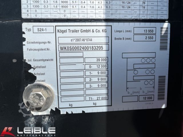 Auflieger mit Pritsche & Plane KÖGEL SN 24*Standard Tautliner*Zertifikat Code XL*SAF*
