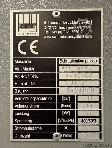 Screw compressor Schneider AM K 15-10