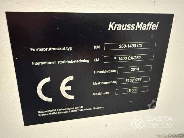 Krauss Maffei KM250-1400CX (2014) blue power LRX150 linear robot robot KraussMaffei KM250-1400CX