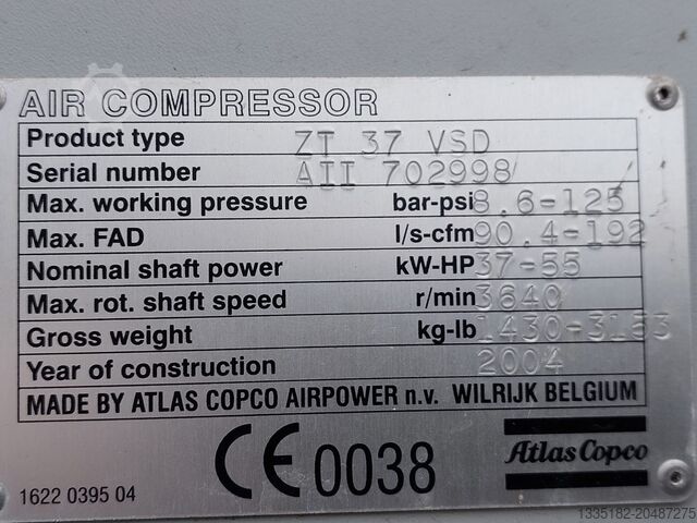 Schraubenkompressor Atlas Copco ZT 37 VSD