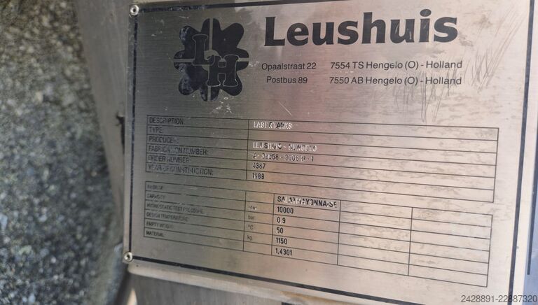 Horizontal storage tank 10,000 l LEUSHUIS LAGER TANKS