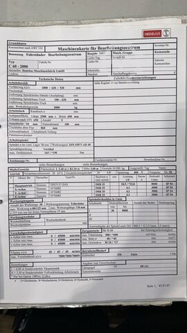 CNC Bearbeitungszentrum - Fahrständer HEDELIUS C60 - 2000