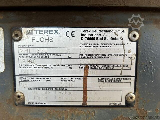 Terex Fuchs MHL 320 material handler Terex Fuchs MHL 320 F