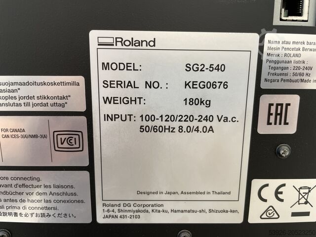 Digital printing machine Roland TrueVIS SG2-540 incl. new print heads