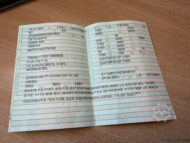 Motorhome Dethleffs EG/DF 003 - Trend I 7057 DBM/EB