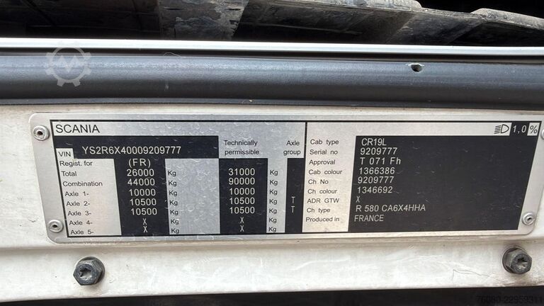 Standard tractor Scania R580 (EURO 6 / FRENCH TRUCK / BIG HUB / 6X4 / T...