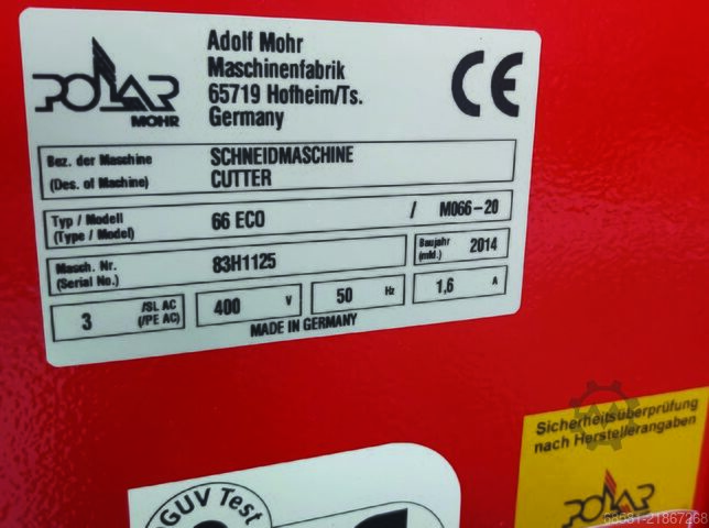 Paper cutting machine Polar Mohr Polar66 eco