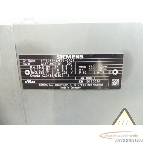Control unit Siemens 1FT6082-1AF71-2AG1 Servomotor SN: C937397101001