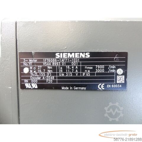 Control unit Siemens 1FT6086-1AF71-1EG1 Synchronservomotor SN: YFV544899301001