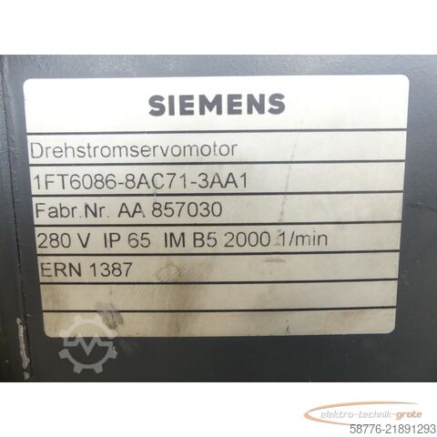 Control unit Siemens 1FT6086-8AC71-3AA1 Servomotor SN: AA857030