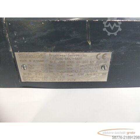 Control unit Siemens 1FT6086-8AH71-4AH1 Synchronservomotor SN: EJ960090003002