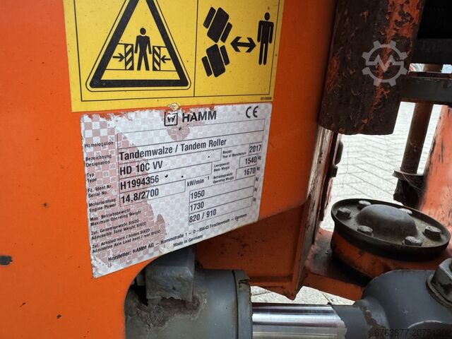 Hamm HD 10 VV Dreifachwalze / Straßenwalze / Tandemwalze 2017 Kubota Diesel HAMM HD 10 VV Trilwals / Road Roller / Tandemwalze 2017 Kubota Diesel