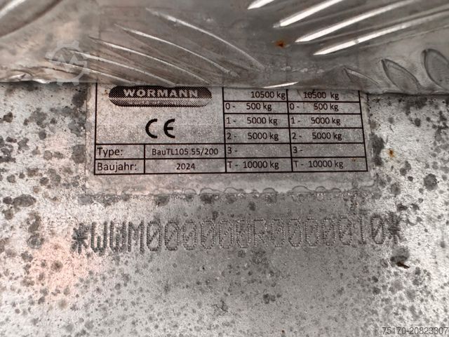 Tieflader Anhänger Wörmann BauTL105.55/200 Rampen verzinkt