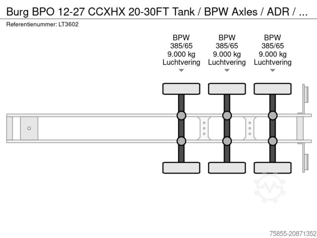 Container transport Burg BPO 12-27 CCXHX 20-30FT Tank / BPW Axles / ADR ...