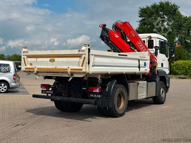 Three-sided tipper truck MAN 18.430 TGS Kran Fassi F155, Kipper