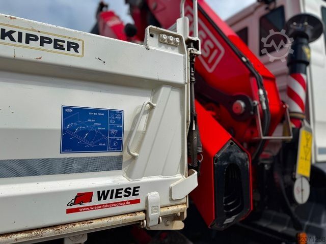 Three-sided tipper truck MAN 18.430 TGS Kran Fassi F155, Kipper