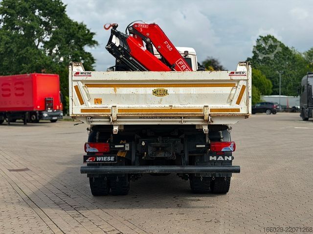 Three-sided tipper truck MAN 18.430 TGS Kran Fassi F155, Kipper