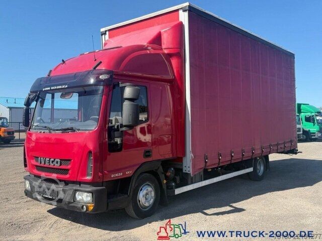 Flatbed truck with tarp Iveco 80E22 Jumbo Schiebeplane L+R Gr. Haus AHK Klima