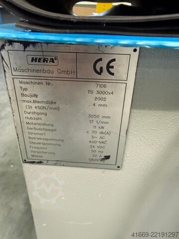 Plate Shear - Hydraulic HERA TS 3100 x 4