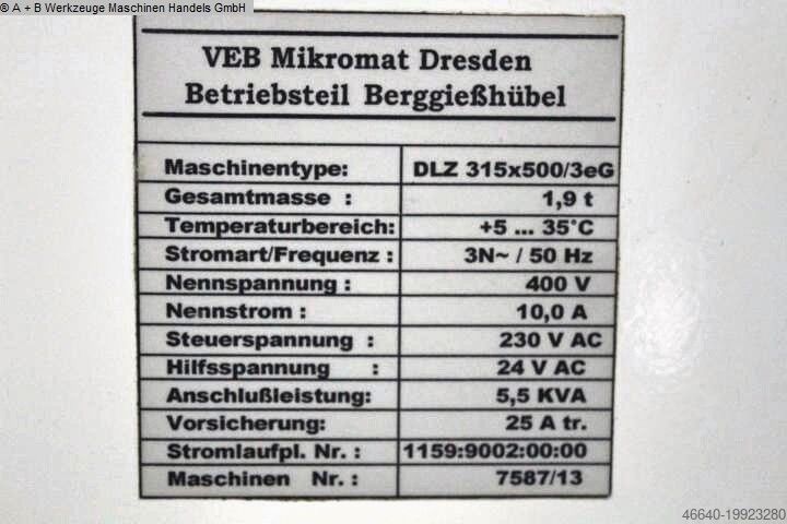 Drehmaschine-konventionell-elektronisch VEB MIKROMAT DLZ 315x500/3eG