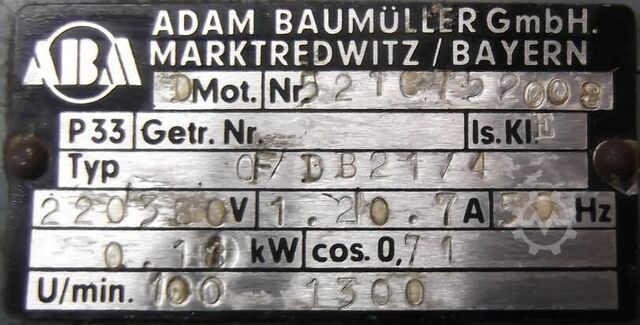 Gear motor 0.11 kW 100 rpm ABM CF/DB21/4