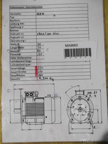 Gear motor 0.11 kW 100 rpm ABM CF/DB21/4