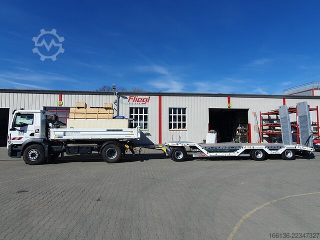 Low loader trailer FLIEGL Tiefladeanhänger DTS 300 mit Radmulden