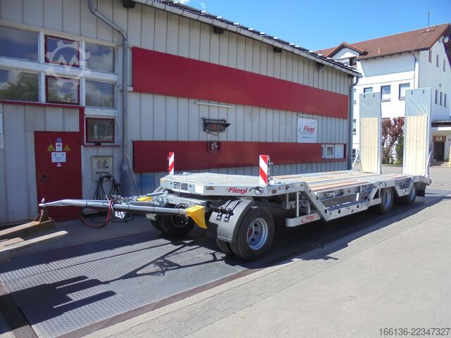 Low loader trailer FLIEGL Tiefladeanhänger DTS 300 mit Radmulden