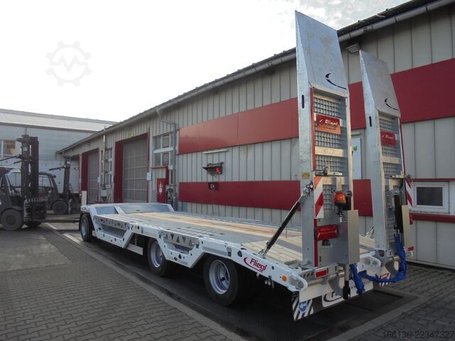 Low loader trailer FLIEGL Tiefladeanhänger DTS 300 mit Radmulden