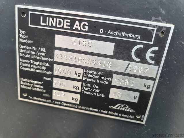 Gabelstapler Linde E16C, Triplex, Freelift & Sideshift.
