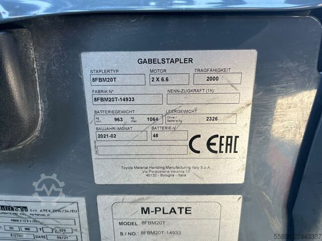 Electric 4-wheel forklift Toyota 8FBM20T