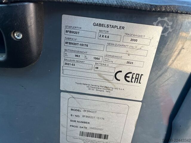 Electric 4-wheel forklift Toyota 8FBM20T