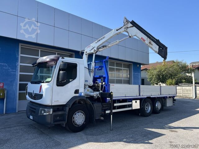Truck with fixed flatbed and crane Renault Premium 340