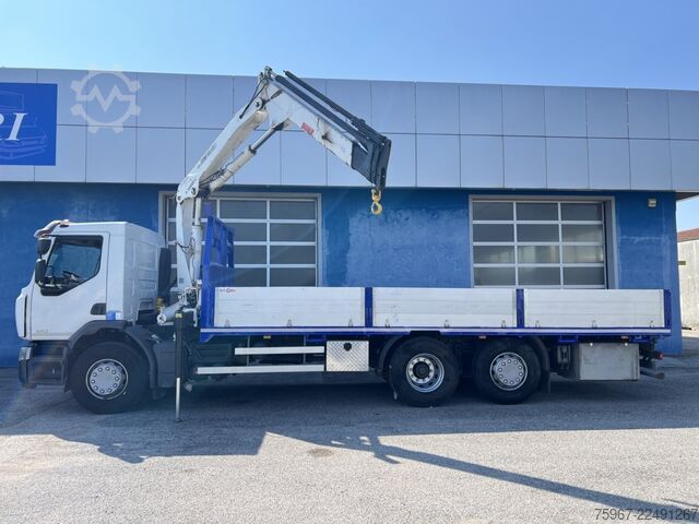 Truck with fixed flatbed and crane Renault Premium 340