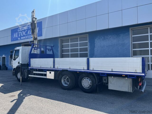 Truck with fixed flatbed and crane Renault Premium 340
