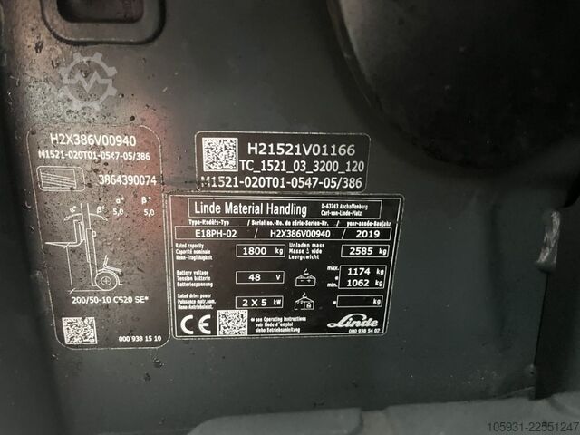 Electric 4-wheel forklift Linde E18PH-02