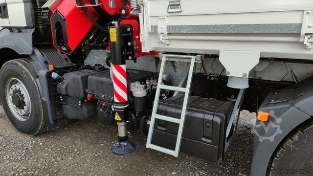 Three-sided tipper truck MAN TGS 26.440 6x2H-4 KRAN FASSI F195A.2.24
